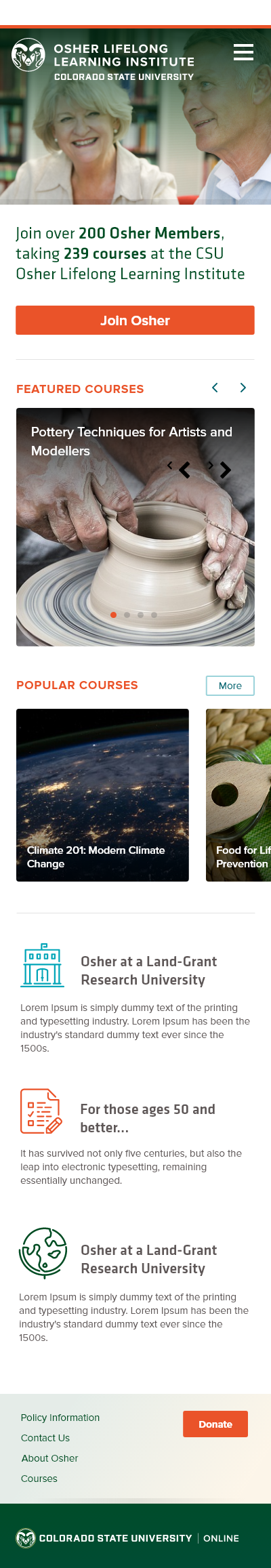 Osher front page (mobile layout)